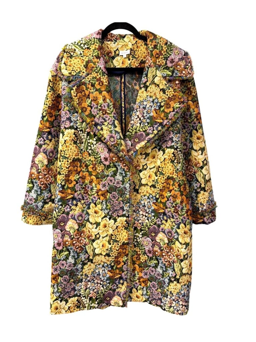 New Rhode Floral Tapestry Fringe Trench Coat Size Small Belted
